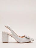 Phase Eight Diamante Block Heel Pumps Silver, imported from the UK