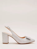 Phase Eight Diamante Block Heel Pumps Silver, imported from the UK