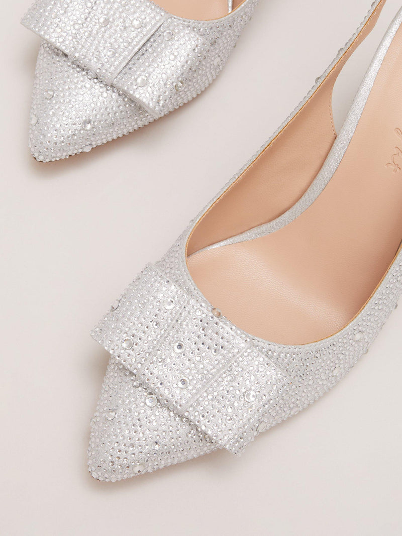 Phase Eight Diamante Block Heel Pumps Silver, imported from the UK