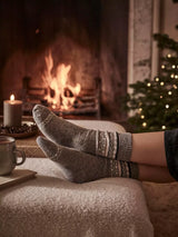 John Lewis Barbour Anaise Fair Isle Socks Mid Grey/Loden- Buy online at McGrocer