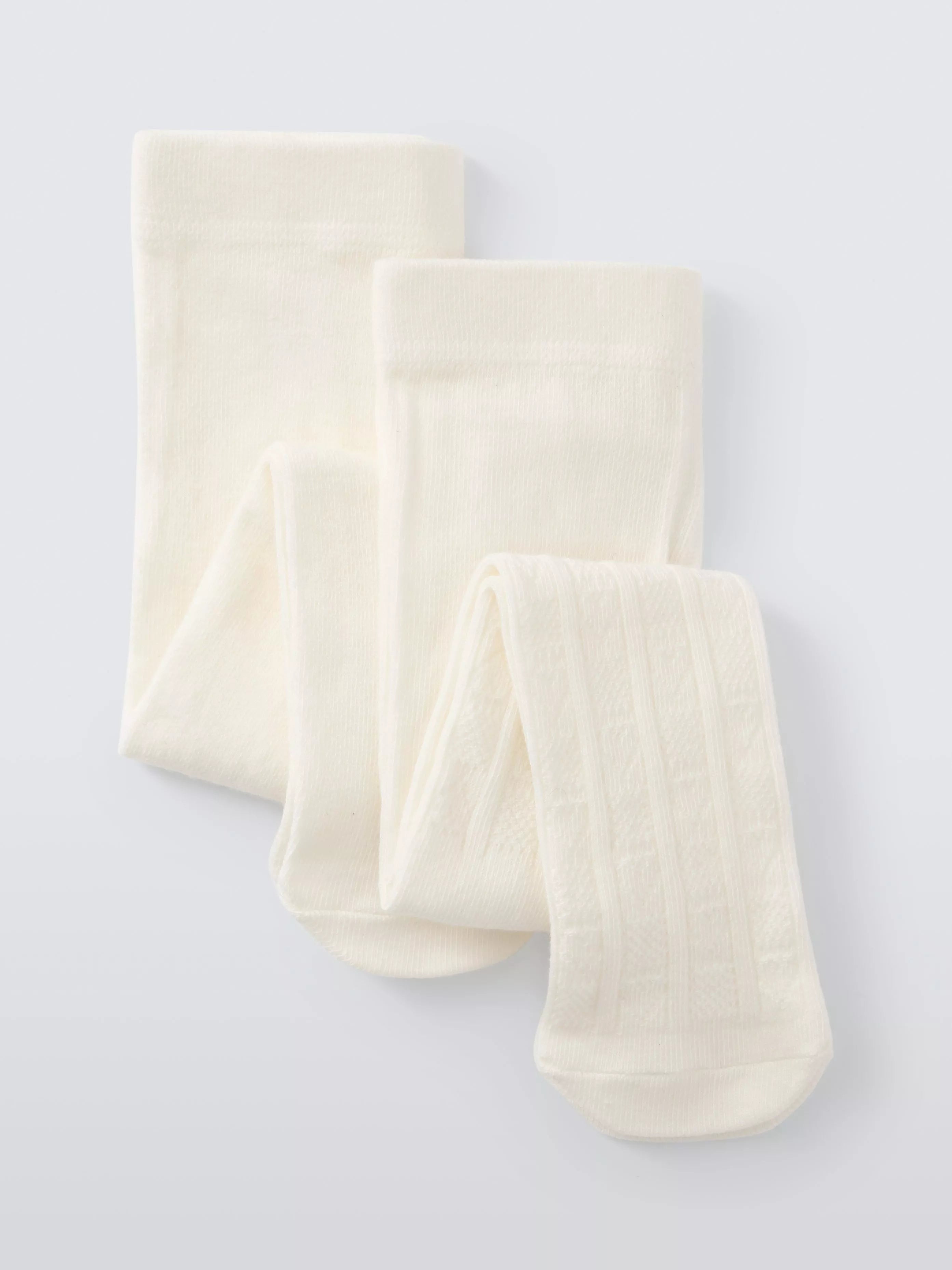 John Lewis Baby Plain and Cable Tights, Pack of 2 - McGrocer