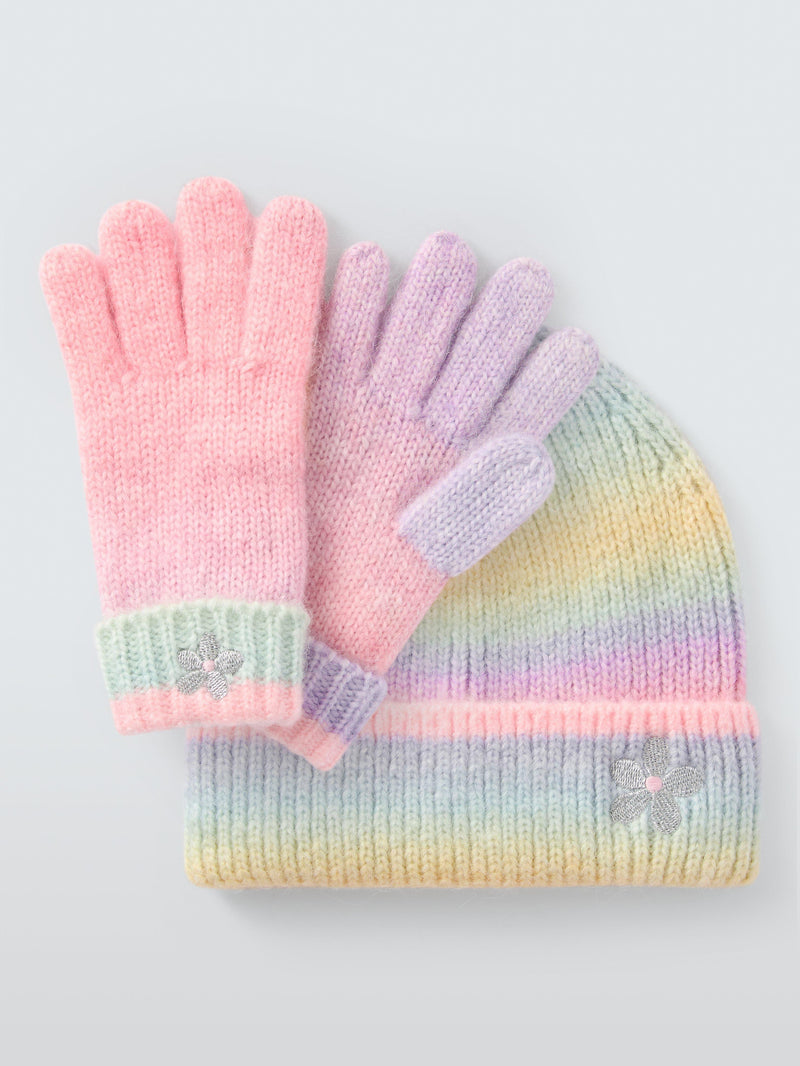 John Lewis ombre beanie hat and gloves set rainbow - British product