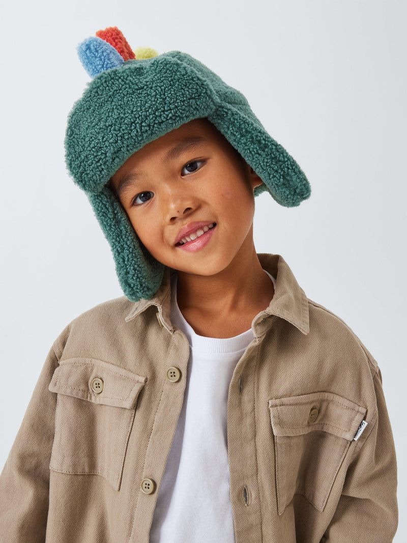 John Lewis kids' dino spike trapper hat green, UK version
