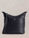 White Stuff Mini Fern Leather Crossbody Bag, Pure Black