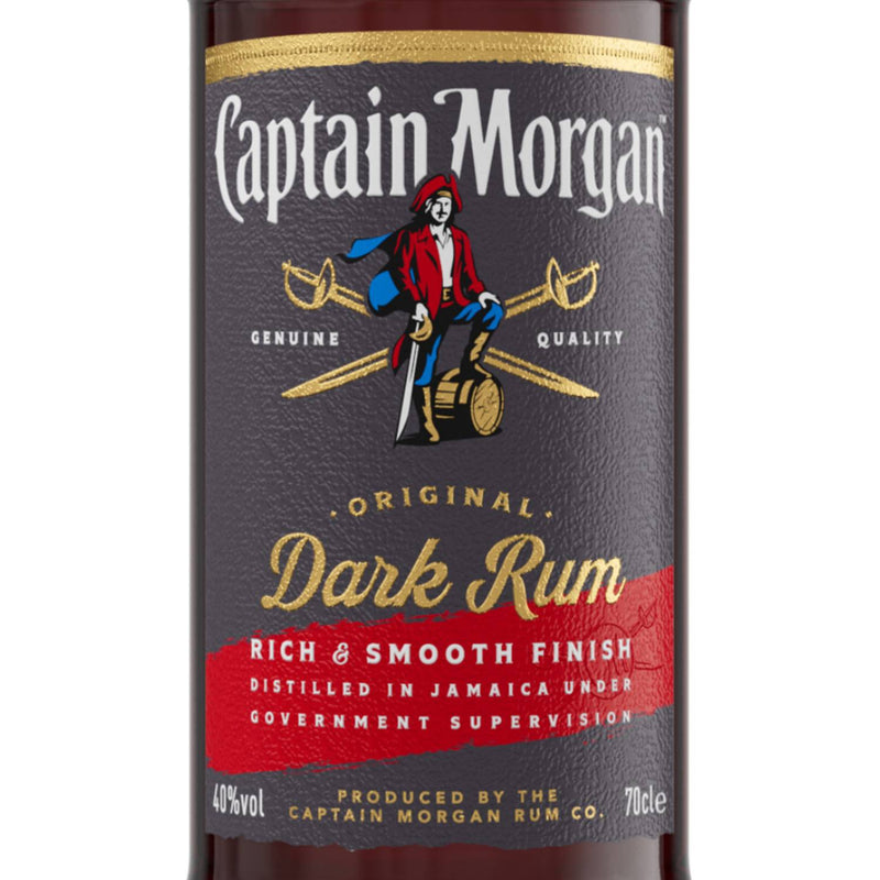 Captain Morgan dark rum 70cl bottle 40% vol, UK version