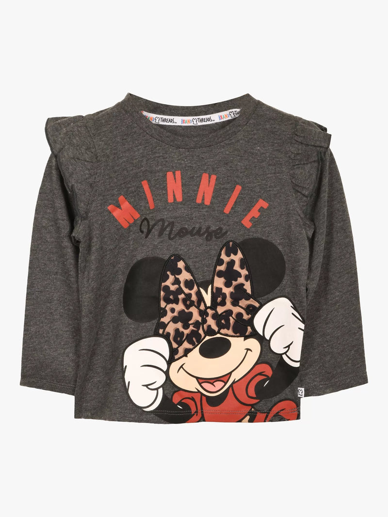 Brand Threads Minnie Maus Oberteil Kinder Grau - Britisches Produkt