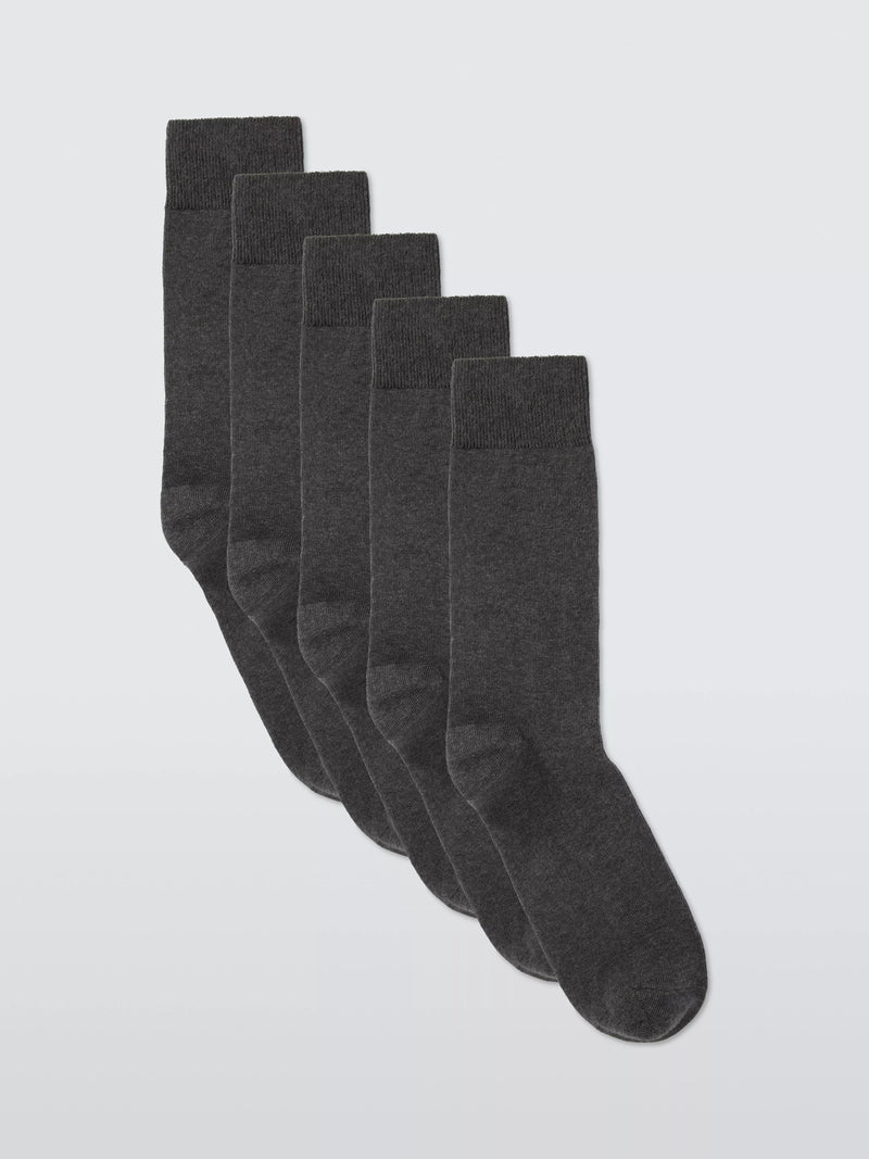 John Lewis charcoal cotton blend socks 5-pack, imported from the UK