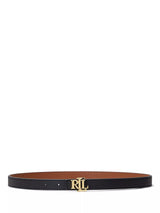 John Lewis Lauren Ralph Lauren Pebble Leather Reversible Skinny Belt, Black/Tan- Buy online at McGrocer