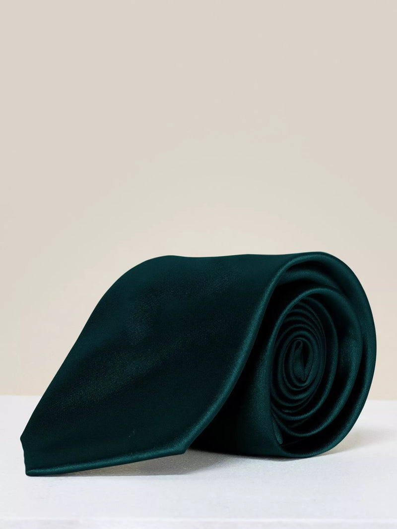 Rewritten Satin Tie, Forest Green, One Size