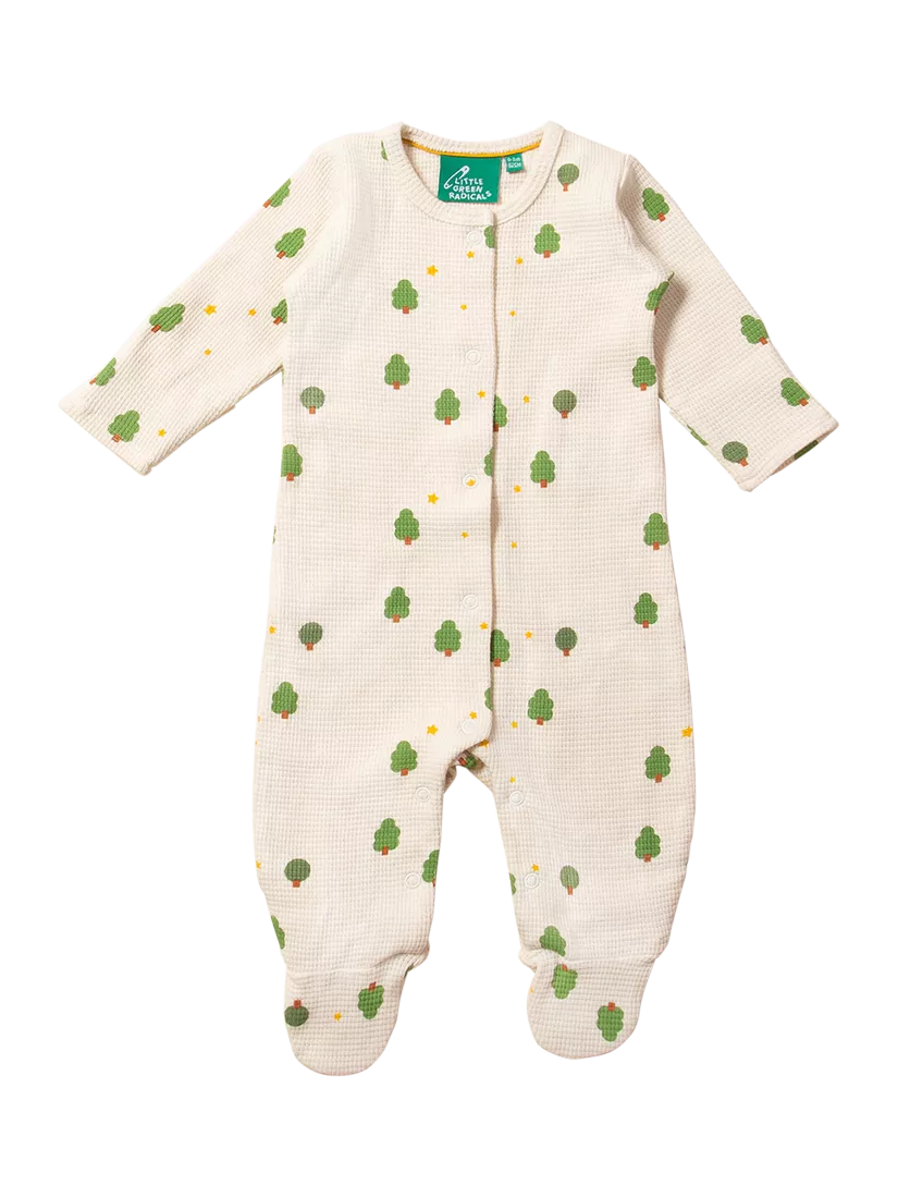 Little Green Radicals Baby Tree Waffle Babygrow, Cream - McGrocer
