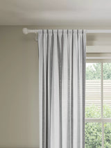 John Lewis John Lewis Slot Top Stripe Voile Curtain Panel White/Blue 183x140cm- Buy online at McGrocer