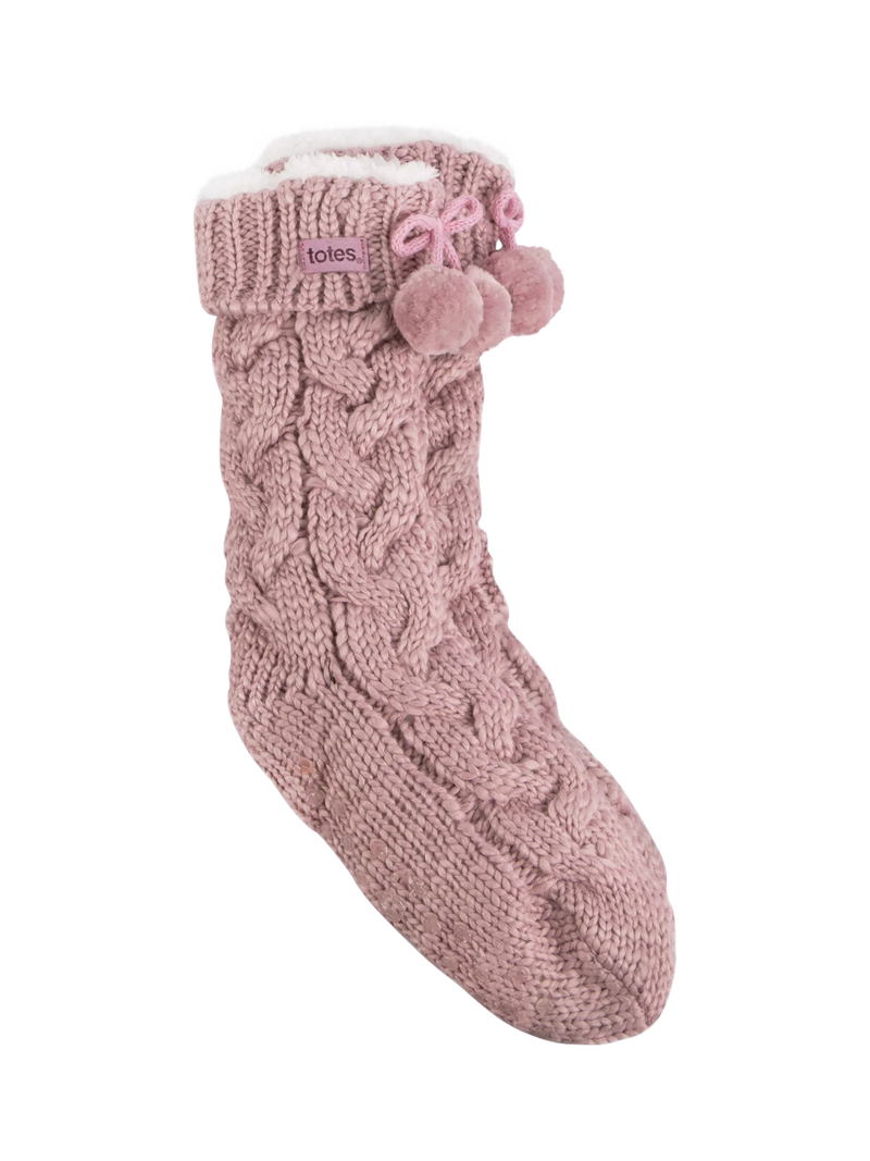 totes Toasties Textured Slipper Socks, Dusky Pink