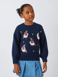John Lewis Kids' Christmas Sequin Robins Knit Jumper, Navy - McGrocer