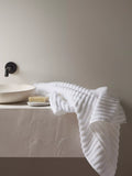 Bedfolk Ripple Cotton Towels - Snow Bath Sheet
