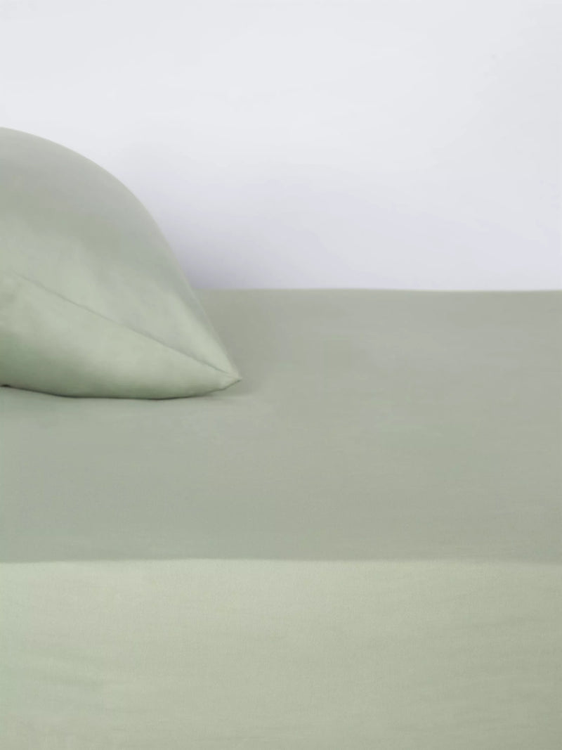 John Lewis Comfy & Relaxed Washed Cotton Single Deep Fitted Sheet, Seafoam