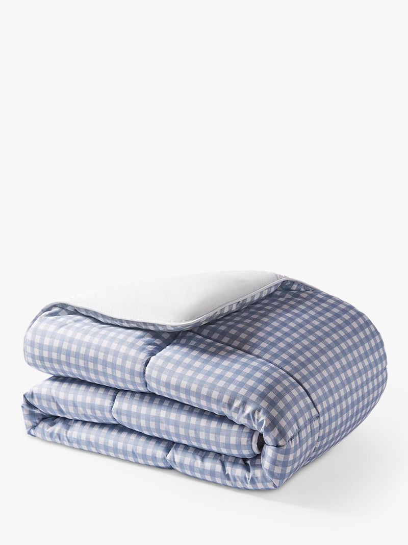 Night Lark gingham check duvet dusk blue (British brand)
