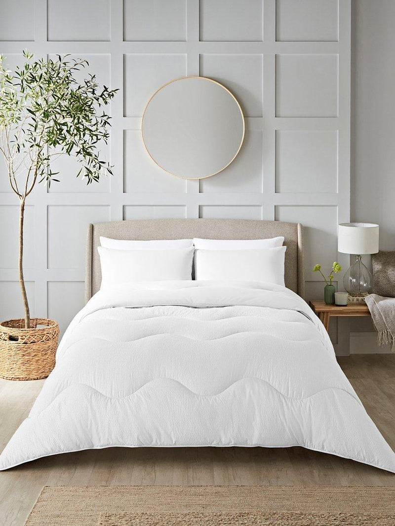 Night Lark seersucker coverless duvet and pillowcase set in polar white, imported from the UK