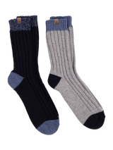 John Lewis totes Chunky Wool Blend Thermal Socks Navy Grey Pack of 2- Buy online at McGrocer