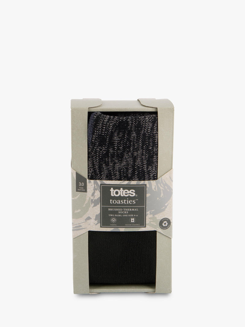 totes men's thermal socks pack of 2 black grey (British brand)