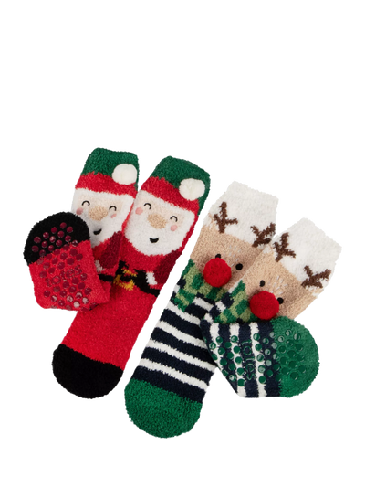 John Lewis totes Kids Christmas Slipper Socks Multi Twin Pack- Buy online at McGrocer
