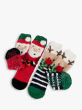 totes Kids Christmas Slipper Socks Multi Twin Pack (British brand)