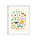 Framed Art Print with Bugs Illustration and Acrylic Glaze