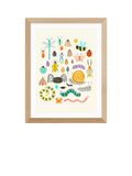 Framed Art Print with Bugs Illustration and Acrylic Glaze