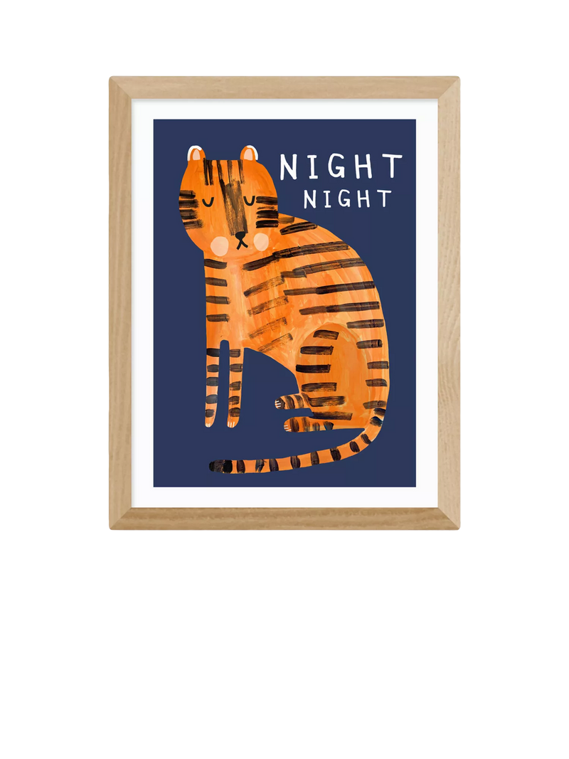 East End Prints Night Night Tiger framed print small, UK version