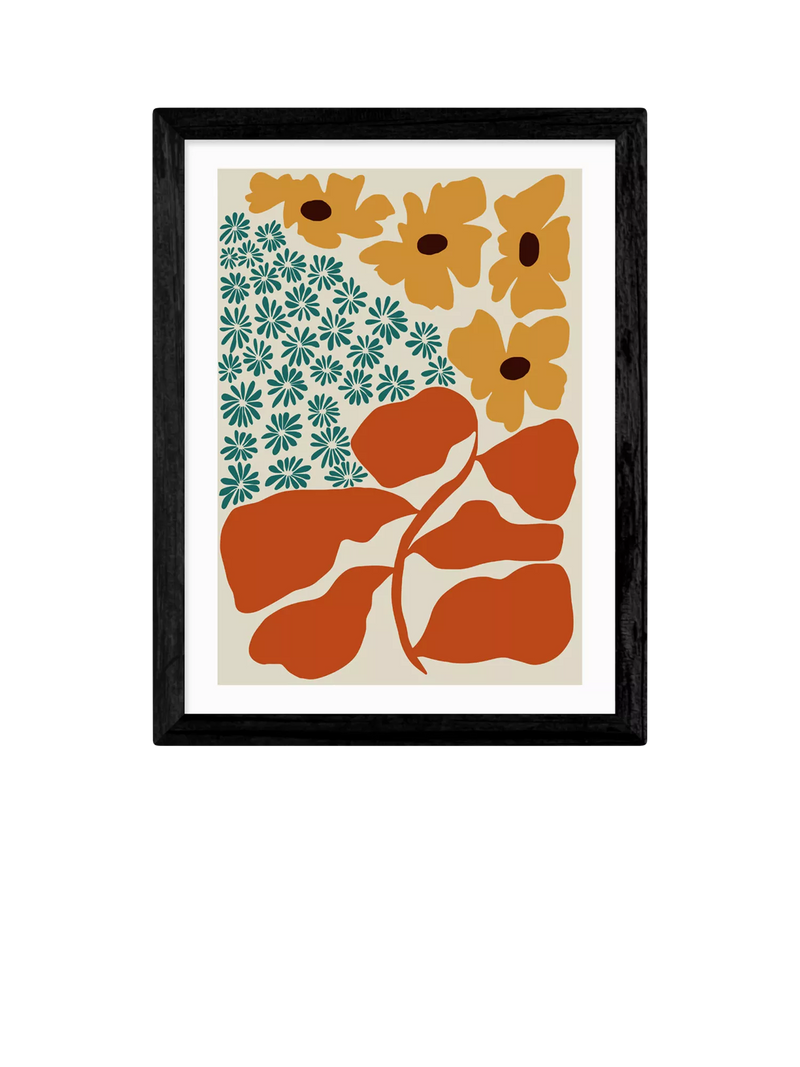 EAST END PRINTS Miho Art Studio 'Exotic Flower Garden' Framed Print - Black Frame 53.4 x 43.4cm