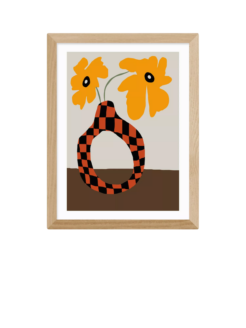 EAST END PRINTS Miho Art Studio Modern Pottery & Flower Framed Print