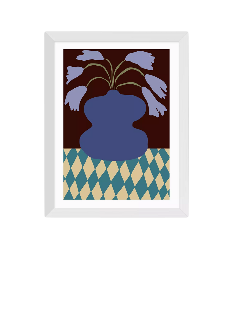EAST END PRINTS Miho Art Studio 'Purple Pottery & Dropping Lily' Framed Print - Black Frame 43.4 x 33.4cm