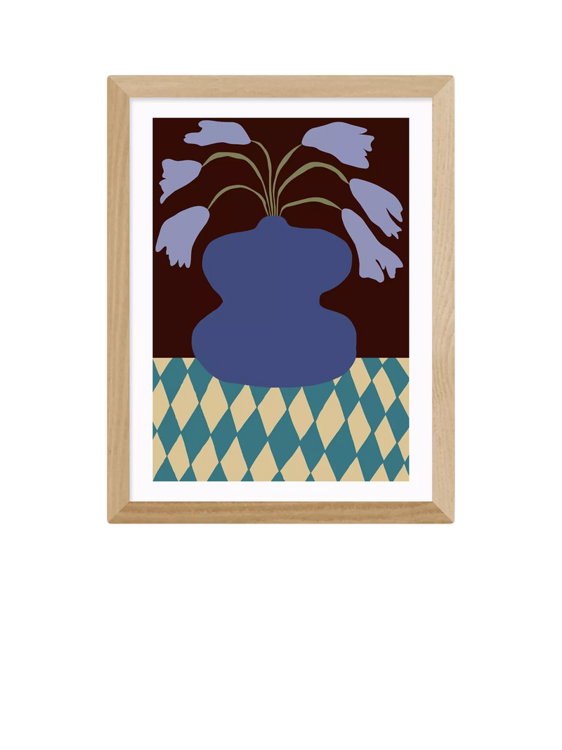 EAST END PRINTS Miho Art Studio 'Purple Pottery & Dropping Lily' Framed Print - White Frame 83.4 x 63.4cm