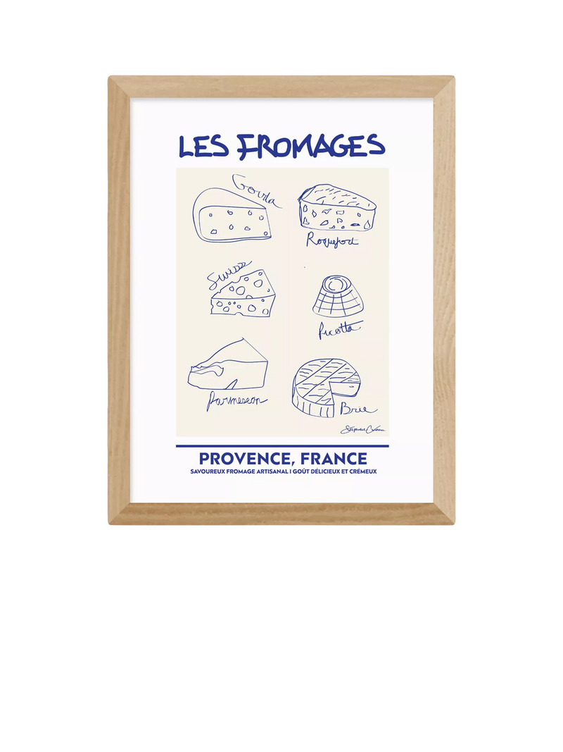 East End Prints Les Fromages framed print 33x28cm - British product