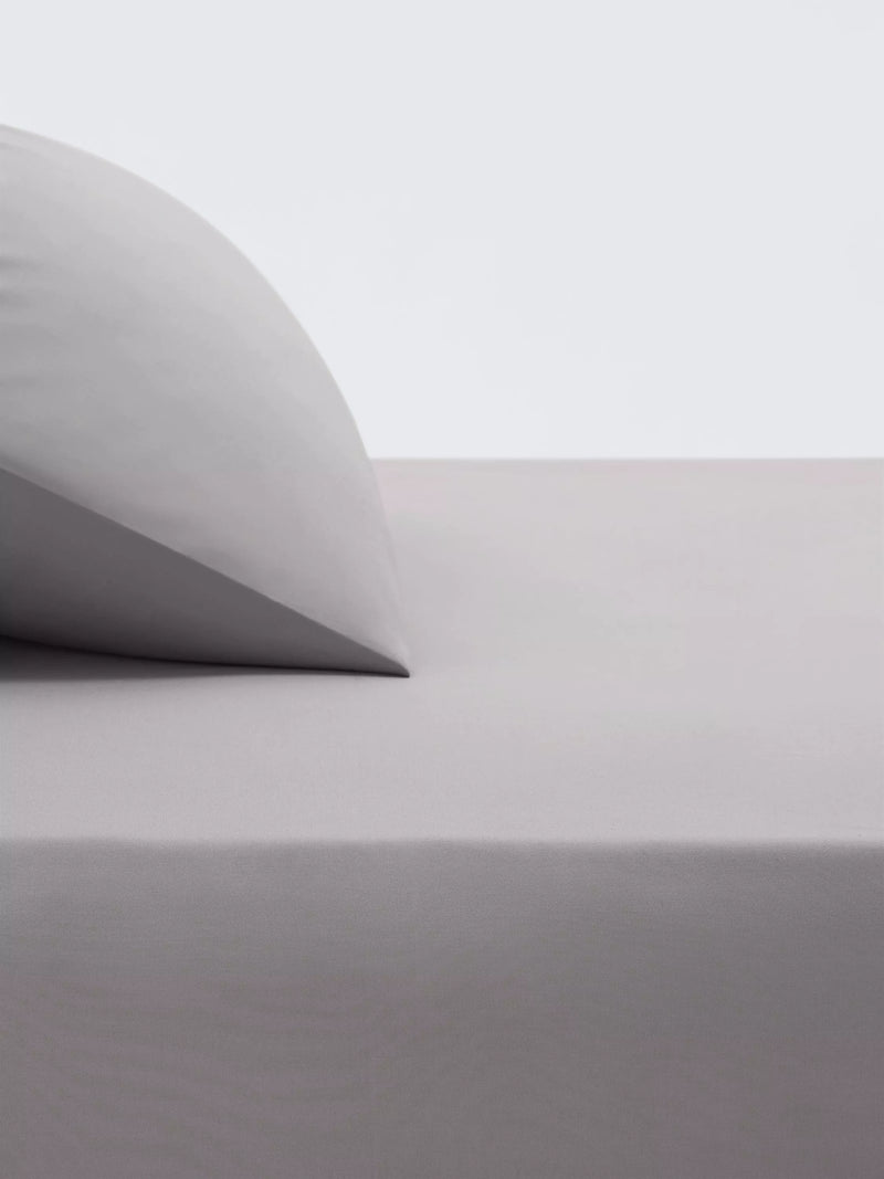 John Lewis Crisp & Fresh Egyptian Cotton Percale 200 Thread Count Flat Sheet, Dove Grey, Single