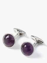 John Lewis Simon Carter Rondo Amethyst Cufflinks Silver/Purple- Buy online at McGrocer