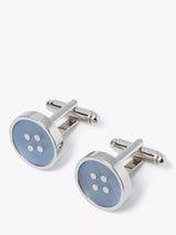 John Lewis Simon Carter Catseye Button Blue Cufflinks in Silver and Light Blue- Buy online at McGrocer