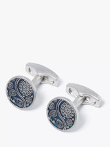 John Lewis Simon Carter Paisley Cufflinks, Navy- Buy online at McGrocer