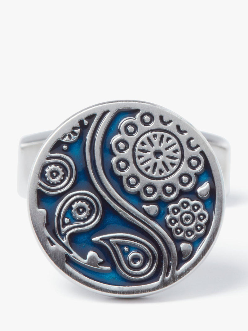 Simon Carter navy paisley cufflinks with enamel (British brand)