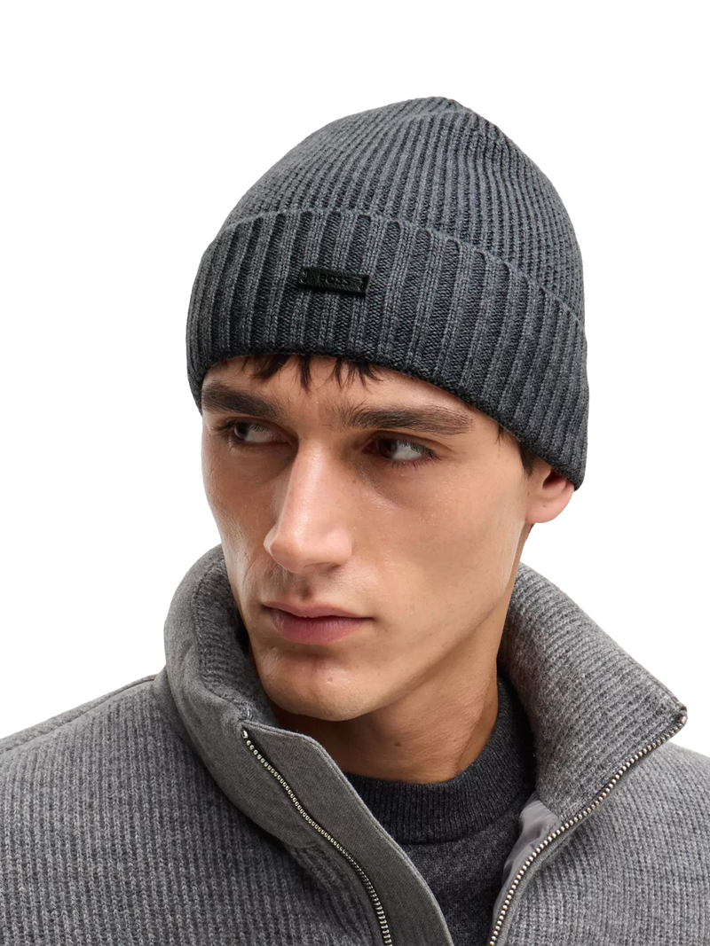 BOSS wool beanie Medium Grey, UK version