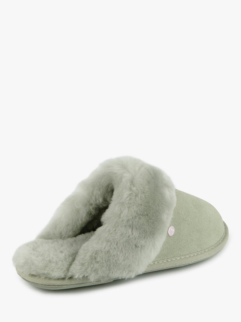 Just Sheepskin sheepskin mule slippers in sage, UK version