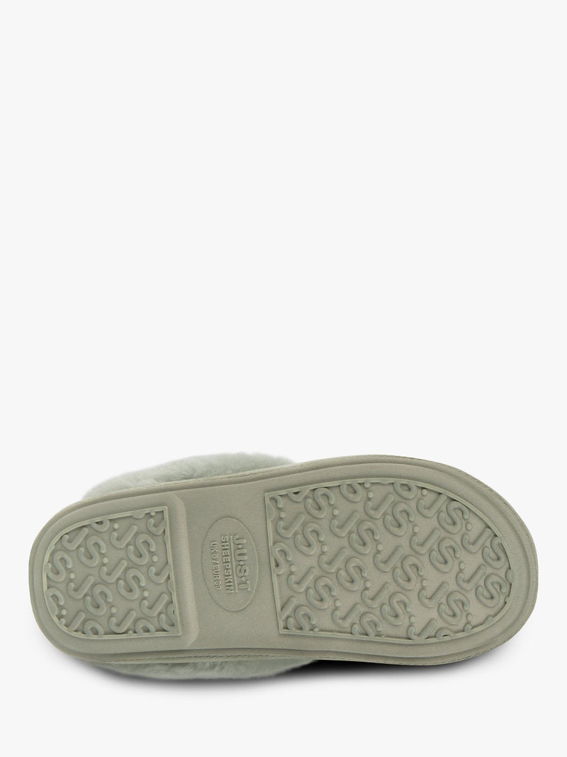 Just Sheepskin sheepskin mule slippers in sage, UK version
