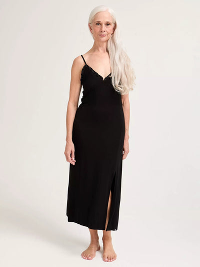 Pretty You London Bamboo Frill Chemise Black Sleepwear
