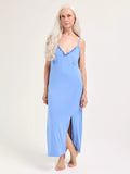 Pretty You London Bamboo Frill Chemise, Cornflower Blue - 8
