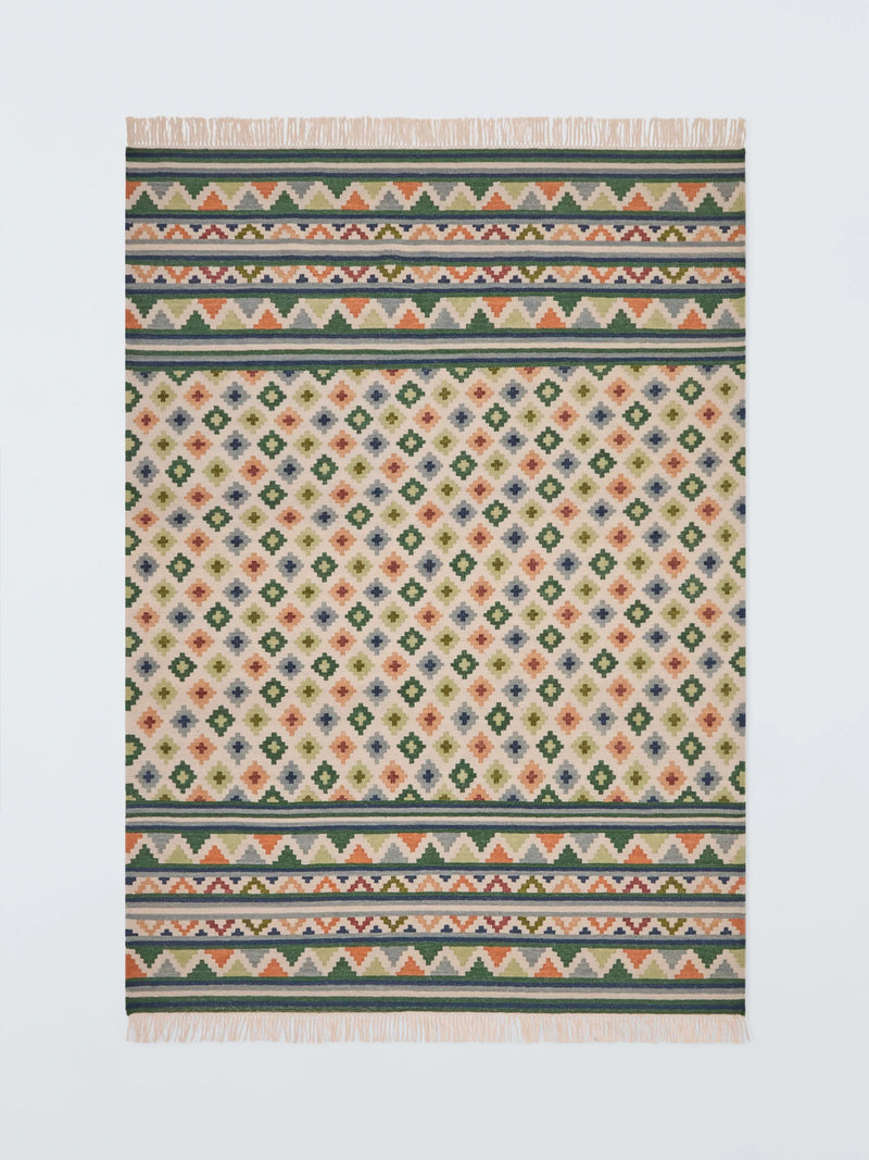 John Lewis Mori Border Rug geometric pattern wool blend (British brand)