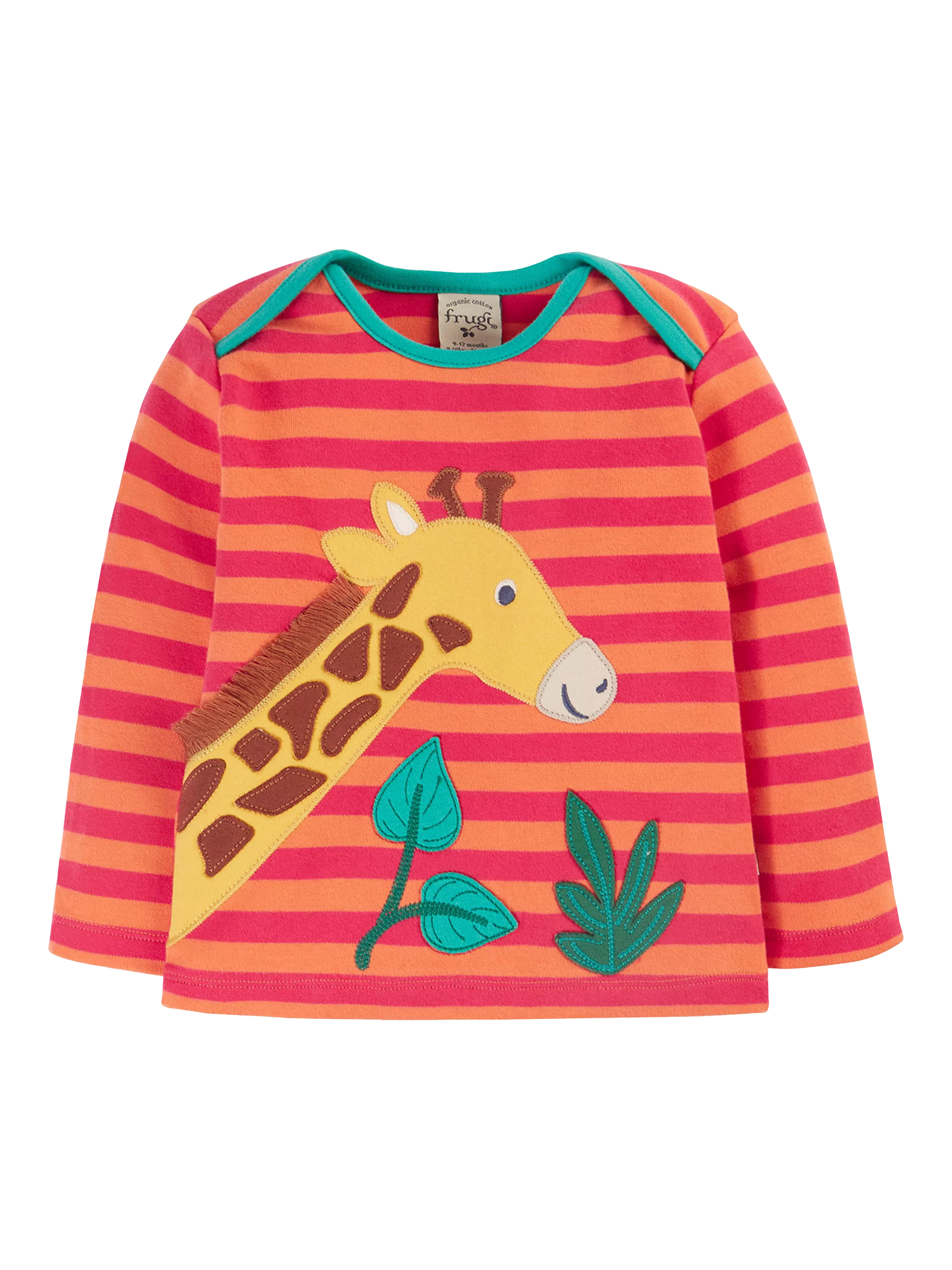 Frugi Kids' Bobby Organic Cotton Applique Top, Cantaloupe/Multi - McGrocer