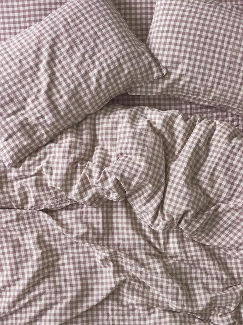 Piglet in Bed Gingham Linen Blend Duvet Cover