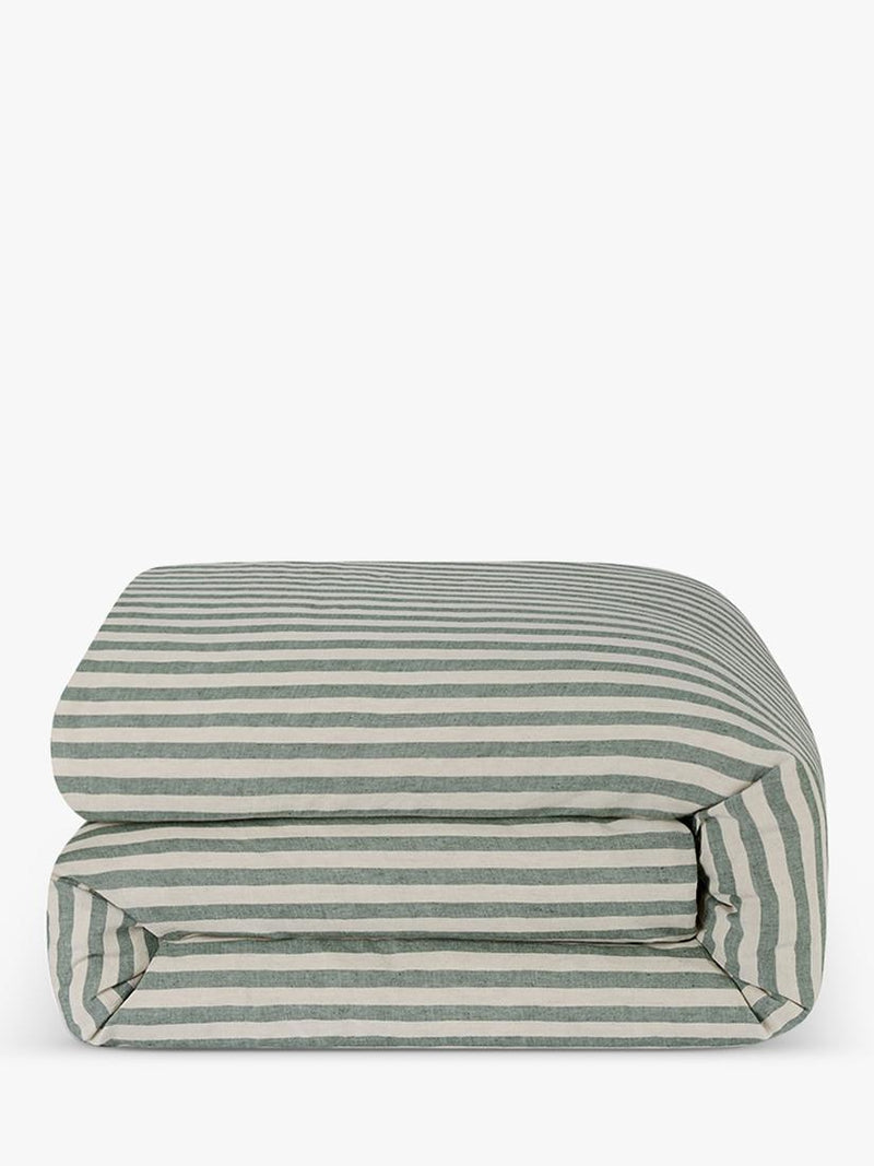 Piglet in Bed Streifen Bettwäsche aus Leinenmischung, Doppelbett – britisches Produkt