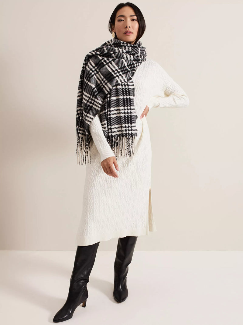 Phase Eight check scarf in black and white, imported from the UK