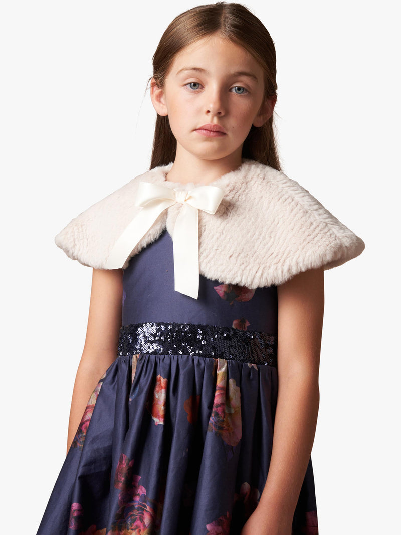 Angel & Rocket taupe kids' fur collar - British product