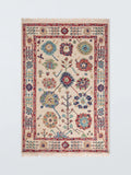 John Lewis Sumak Suzani Hand Knotted Floral Wool Rich Rug, Natural/Multi, L150 x W90cm